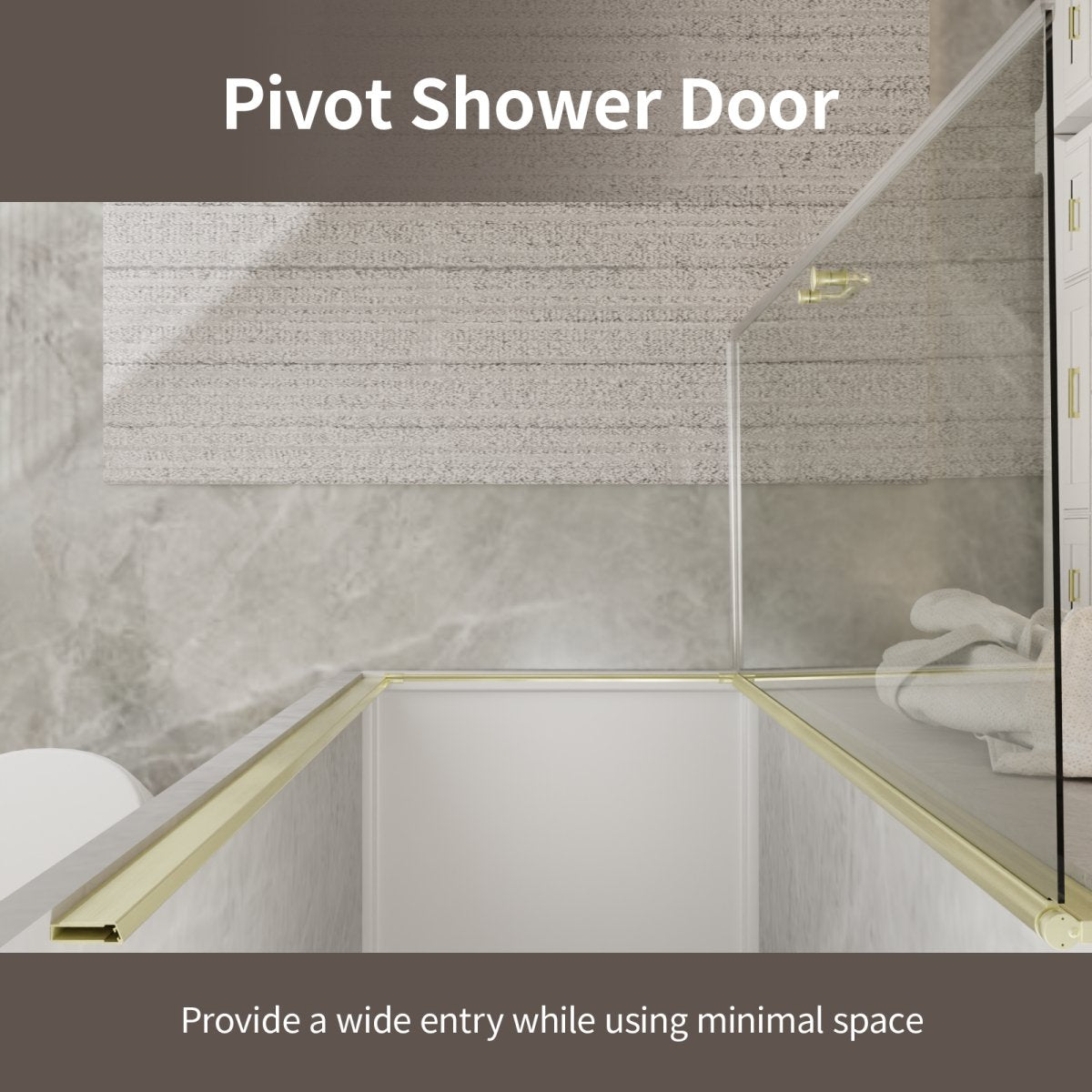 Classy 30 - 31.3"x72" Frameless Shower Door in Brush Gold,Water Repellent Glass with Seal Strip Parts and Handle,6mm Glass Shower Door