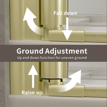 Classy 34 - 35.3"x72" Frameless Shower Door in Brush Gold,Water Repellent Glass with Seal Strip Parts and Handle,6mm Glass Shower Door