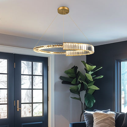 ES-DIY Modern Crystal Pendant Light Fixture,Finish Hanging Lighting Crystal Chandelier for Living Room,LED Kitchen Lighting,Hallway,1-PK