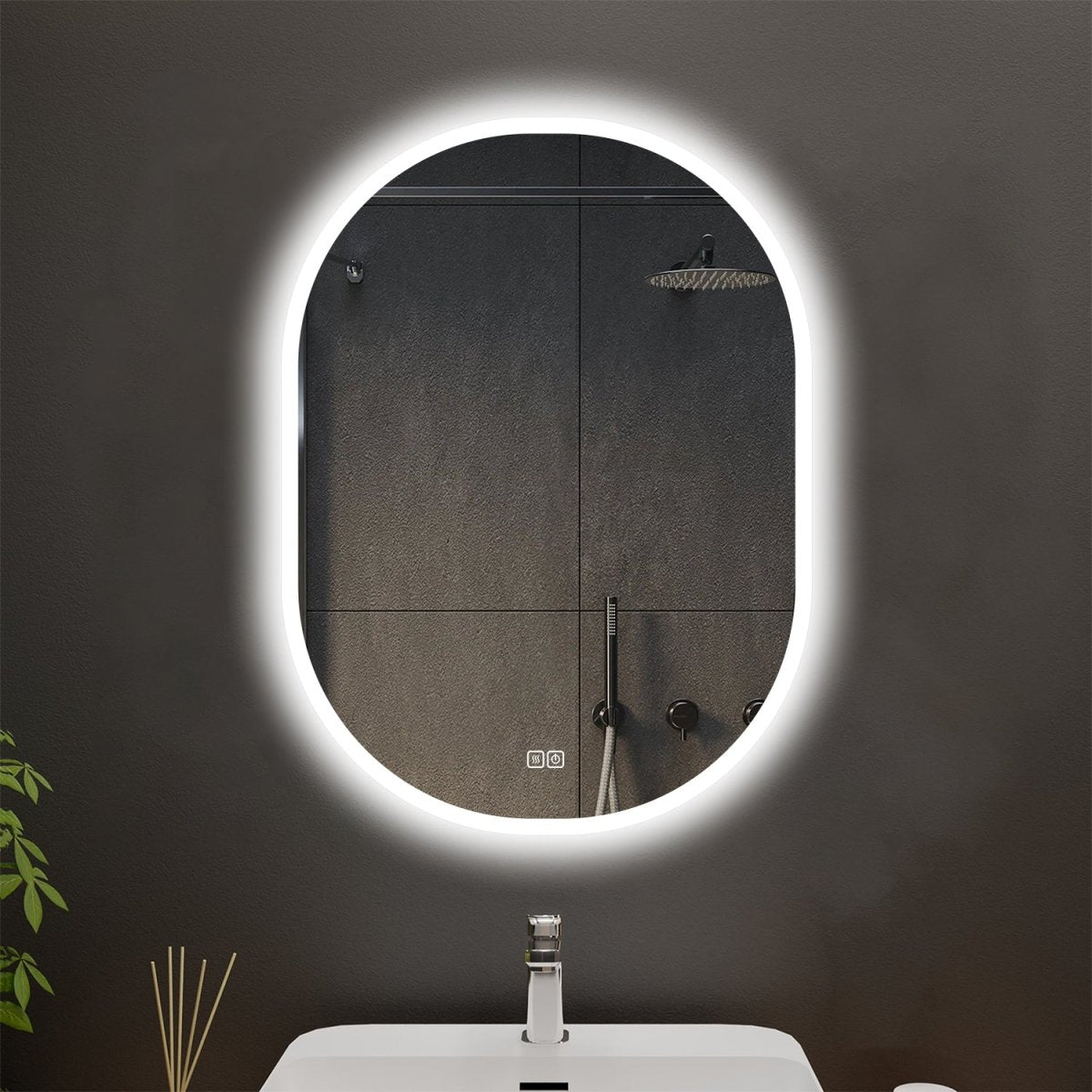 Allsumhome Ellipse Customized Oval LED Bathroom Mirror