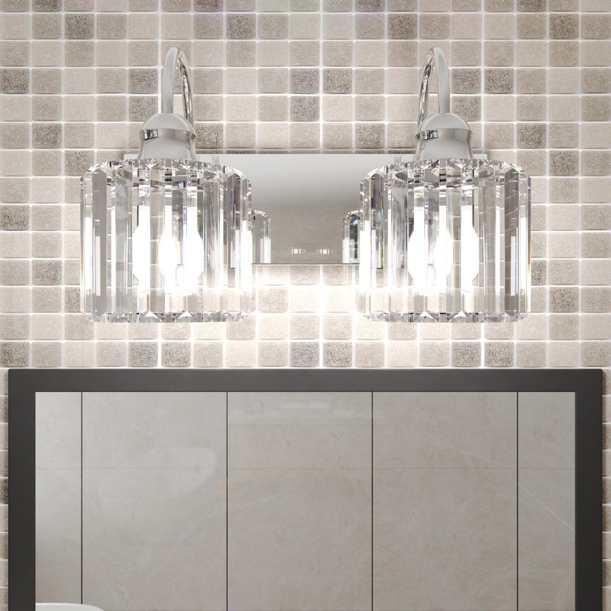 ExBrite 12" 2 - Light Vanity Light with Crystal Design, Chrome