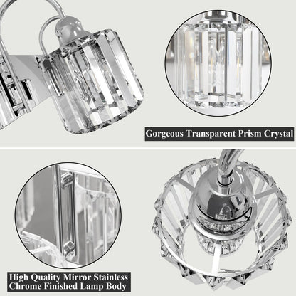 ExBrite 12" 2 - Light Vanity Light with Crystal Design, Chrome