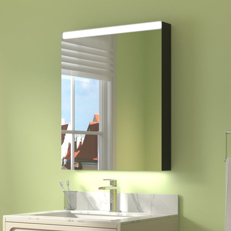 ExBrite 24" W x 30" H LED Light Bathroom Mirror Medicine Cabinet,Hinge on the Left