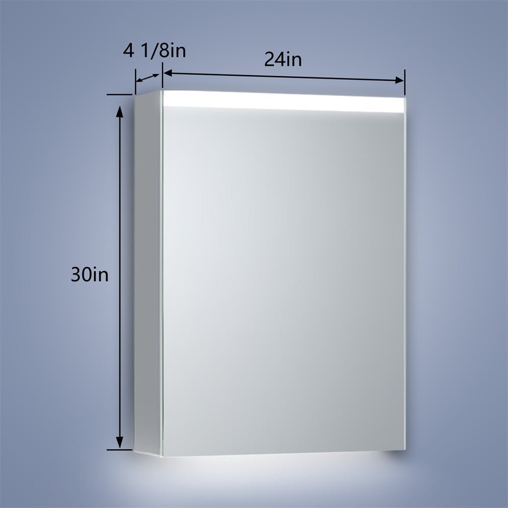 ExBrite 24" W x 30" H LED Light Bathroom Mirror Medicine Cabinet,Hinge on the Left