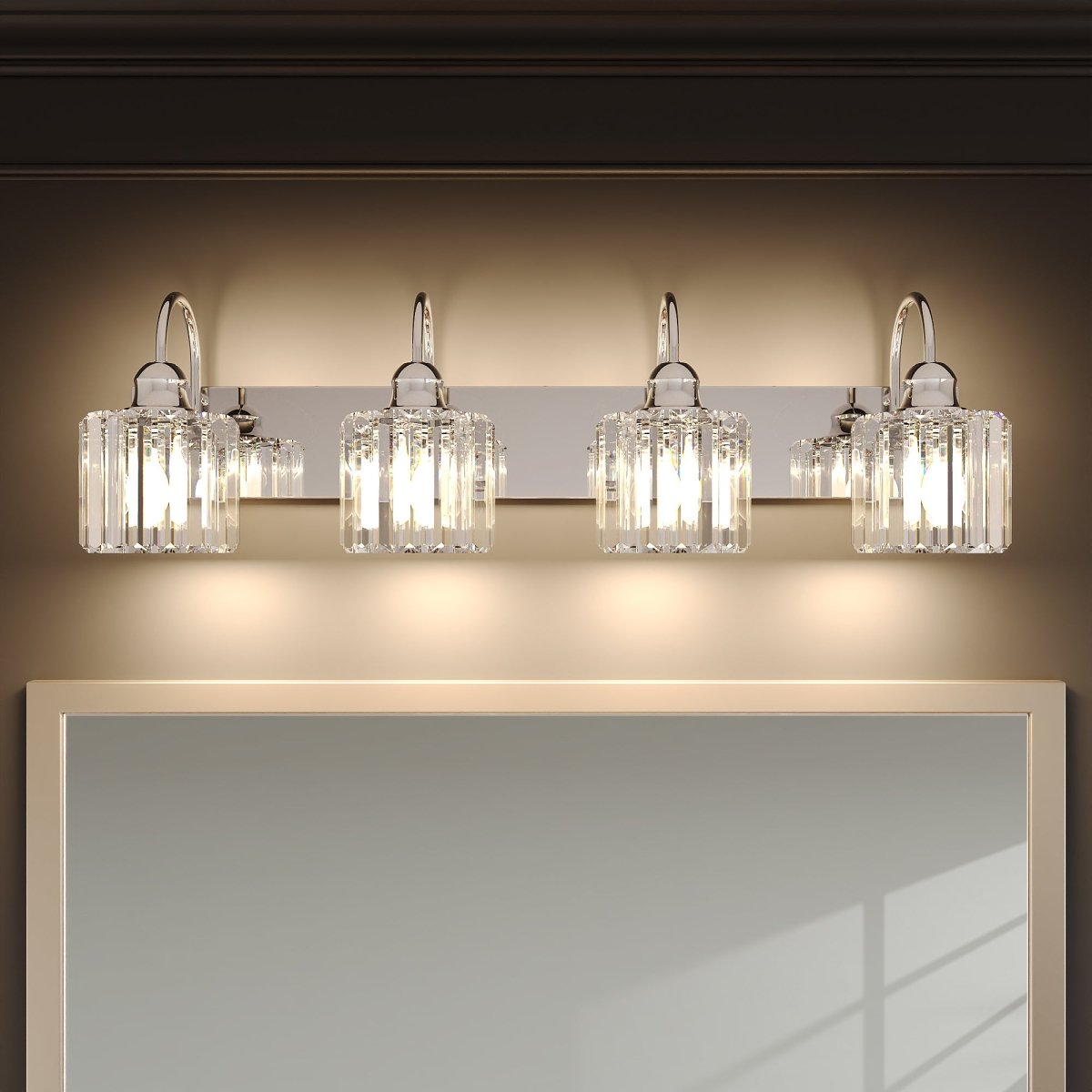 ExBrite 32" 4 - Light Vanity Light with Crystal Design, Chrome