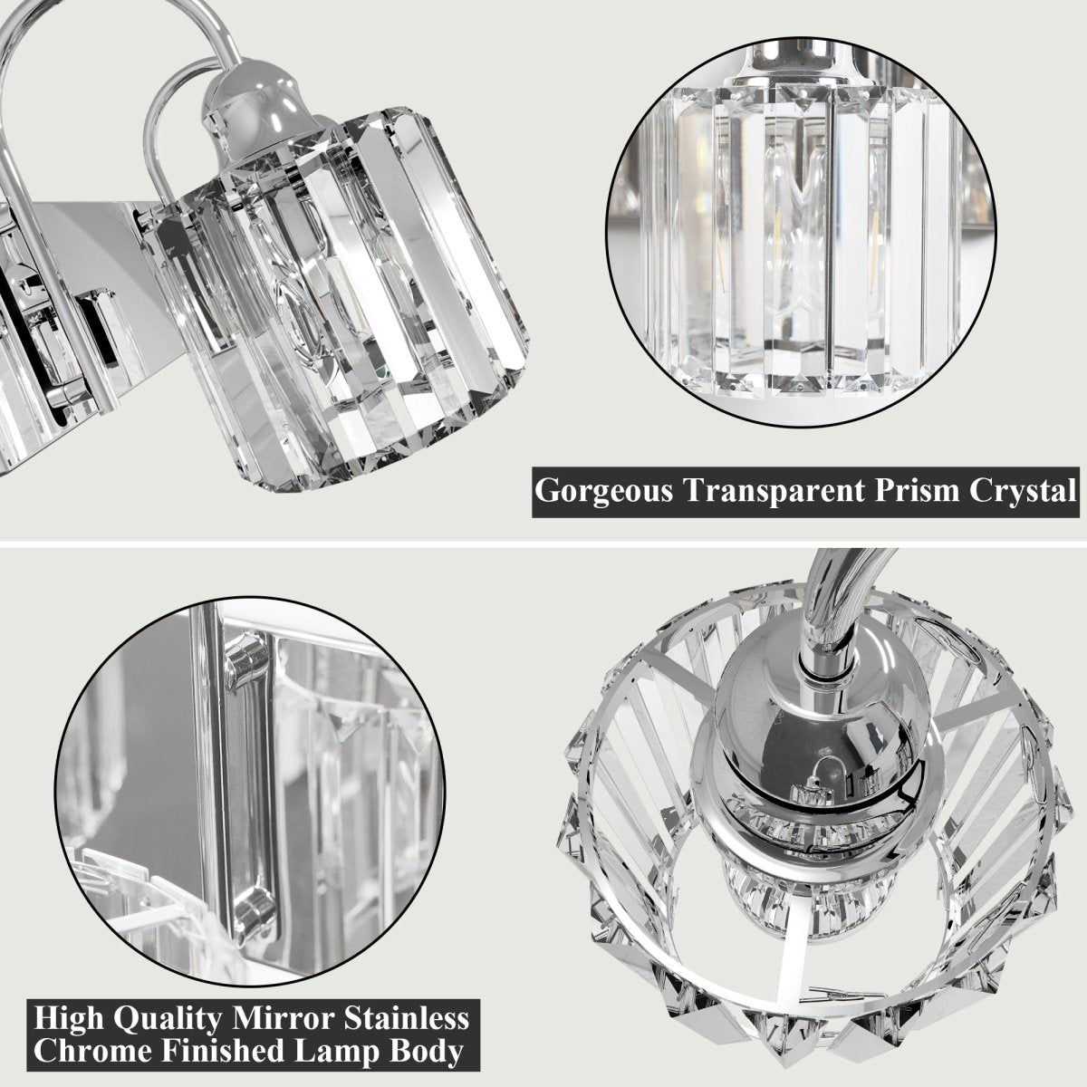 ExBrite 32" 4 - Light Vanity Light with Crystal Design, Chrome