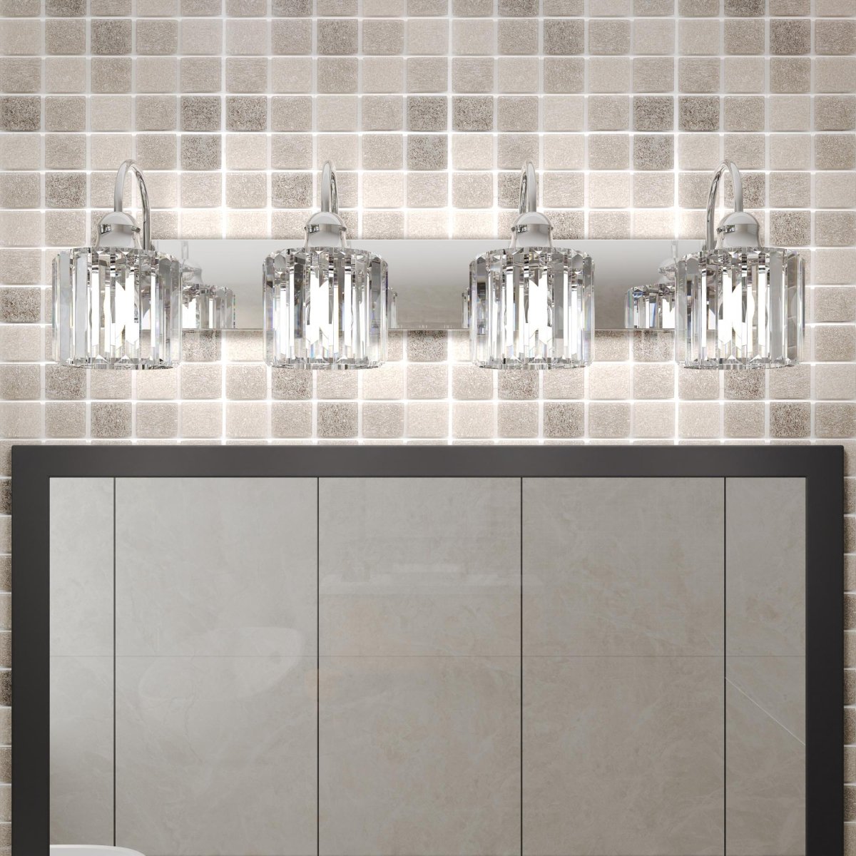 ExBrite 32" 4 - Light Vanity Light with Crystal Design, Chrome