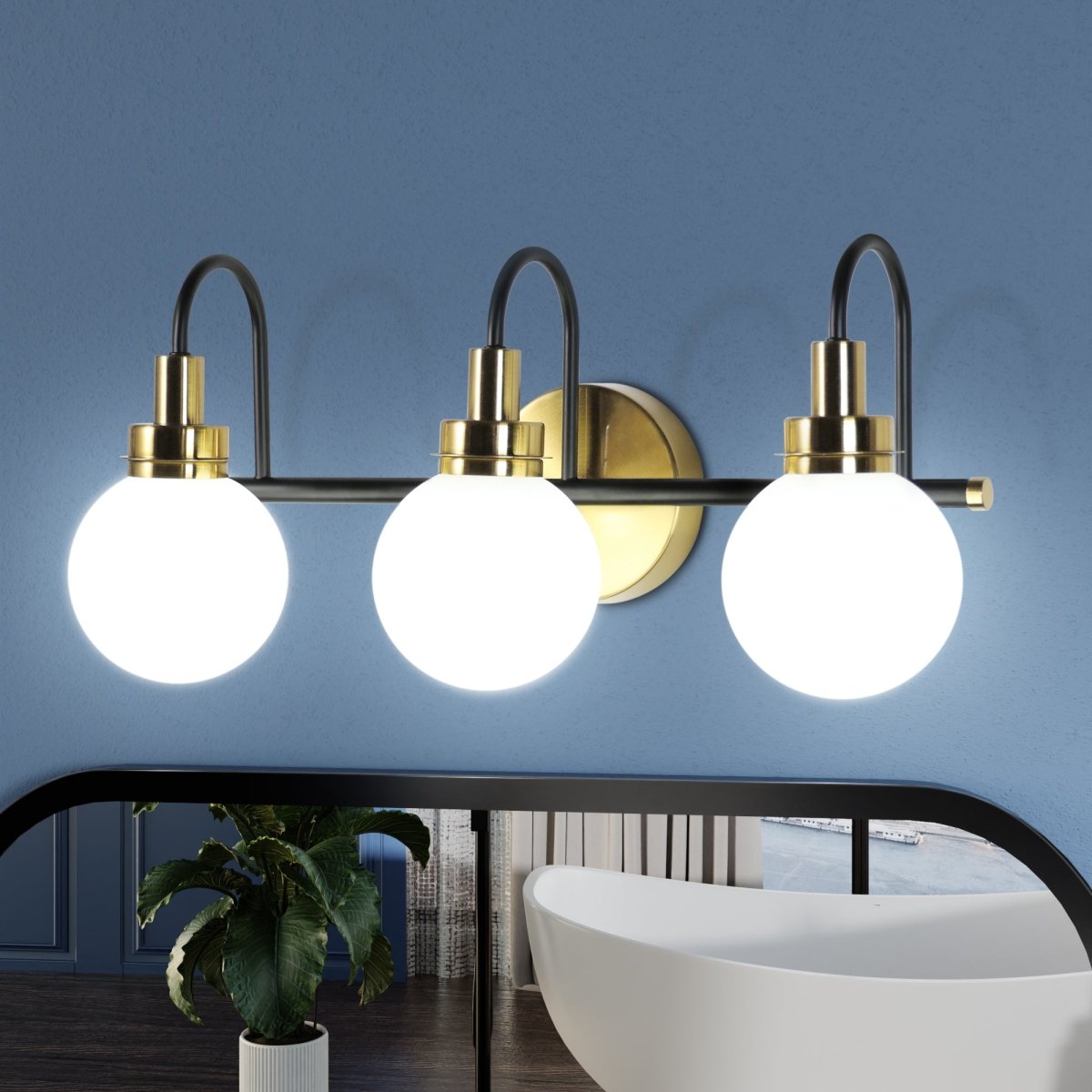 ExBrite Farmhouse Style 3 - Light LED Vanity Light Fixture with Dimmable Switch