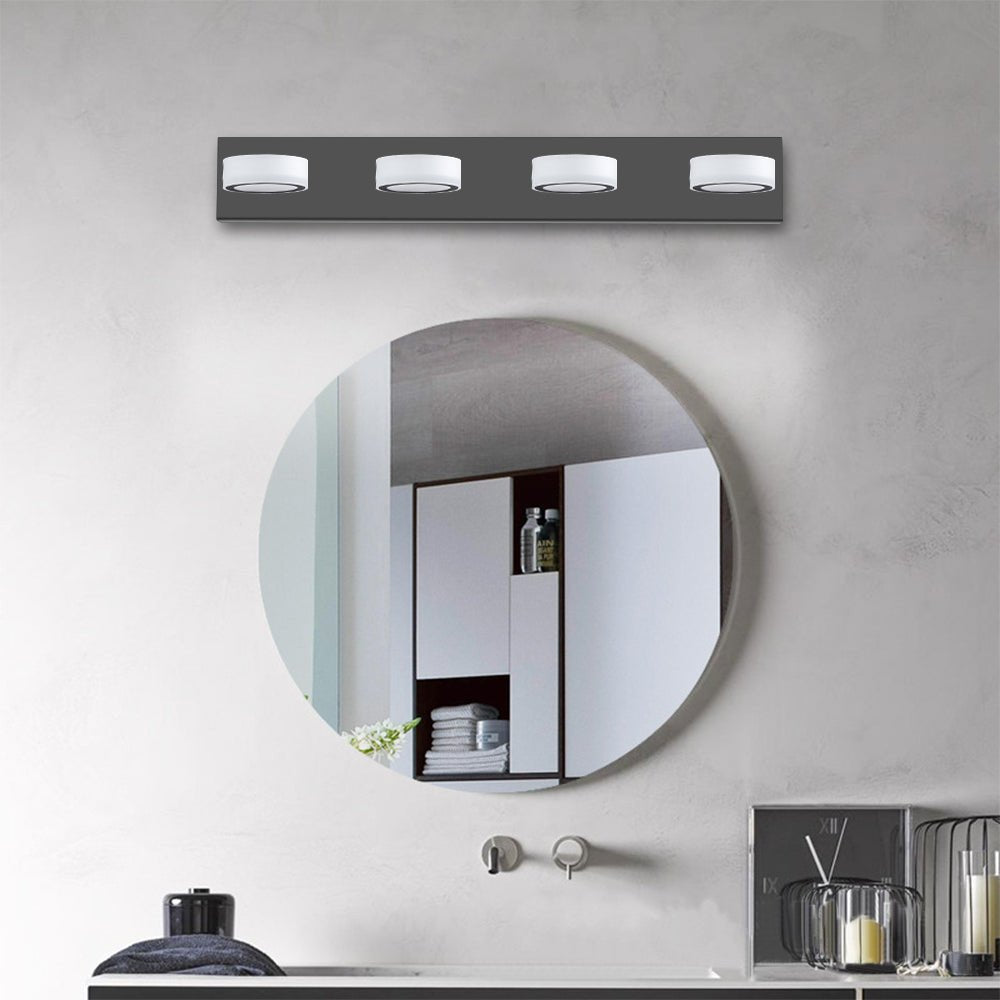 ExBrite LED Modern Black 4-Light Vanity Lights Fixtures Over Mirror Bath Wall Lighting