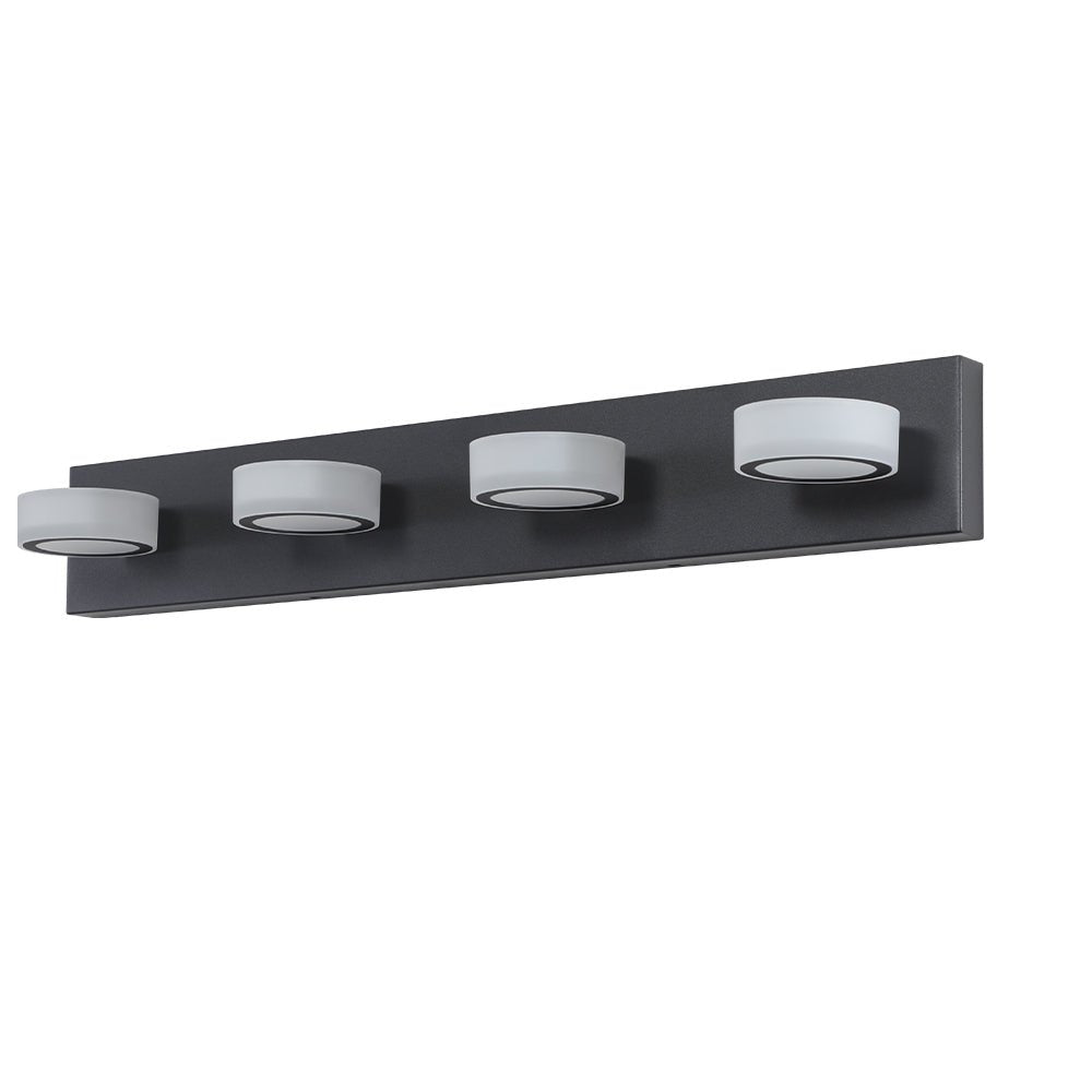 ExBrite LED Modern Black 4-Light Vanity Lights Fixtures Over Mirror Bath Wall Lighting