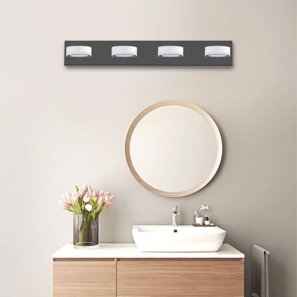 ExBrite LED Modern Black 4-Light Vanity Lights Fixtures Over Mirror Bath Wall Lighting