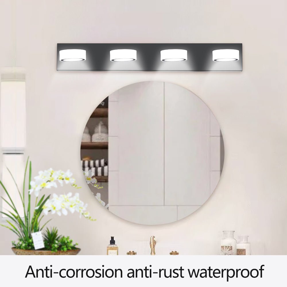 ExBrite LED Modern Black 4-Light Vanity Lights Fixtures Over Mirror Bath Wall Lighting