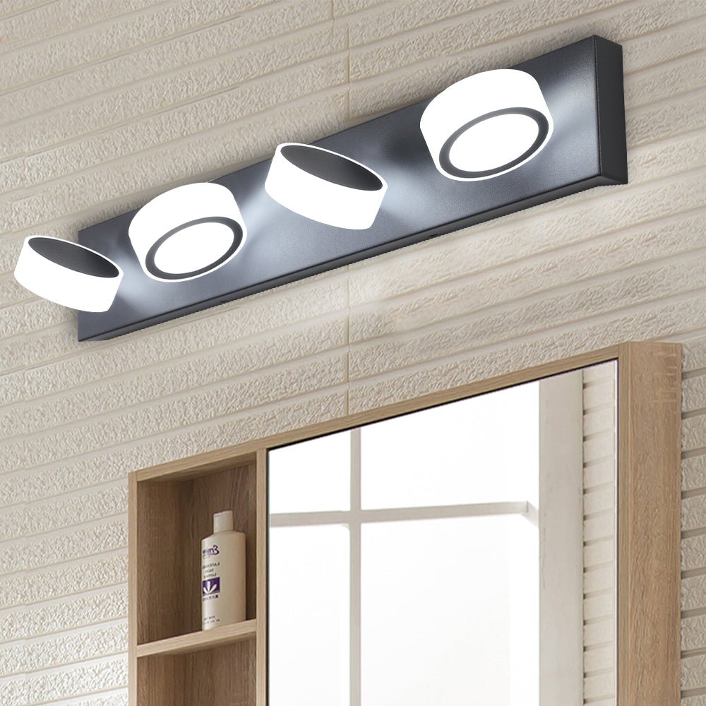 ExBrite LED Modern Black 4-Light Vanity Lights Fixtures Over Mirror Bath Wall Lighting