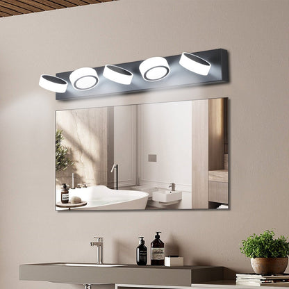 ExBrite LED Modern Black 5 - Light Vanity Lights Fixtures Over Mirror Bath Wall Lighting