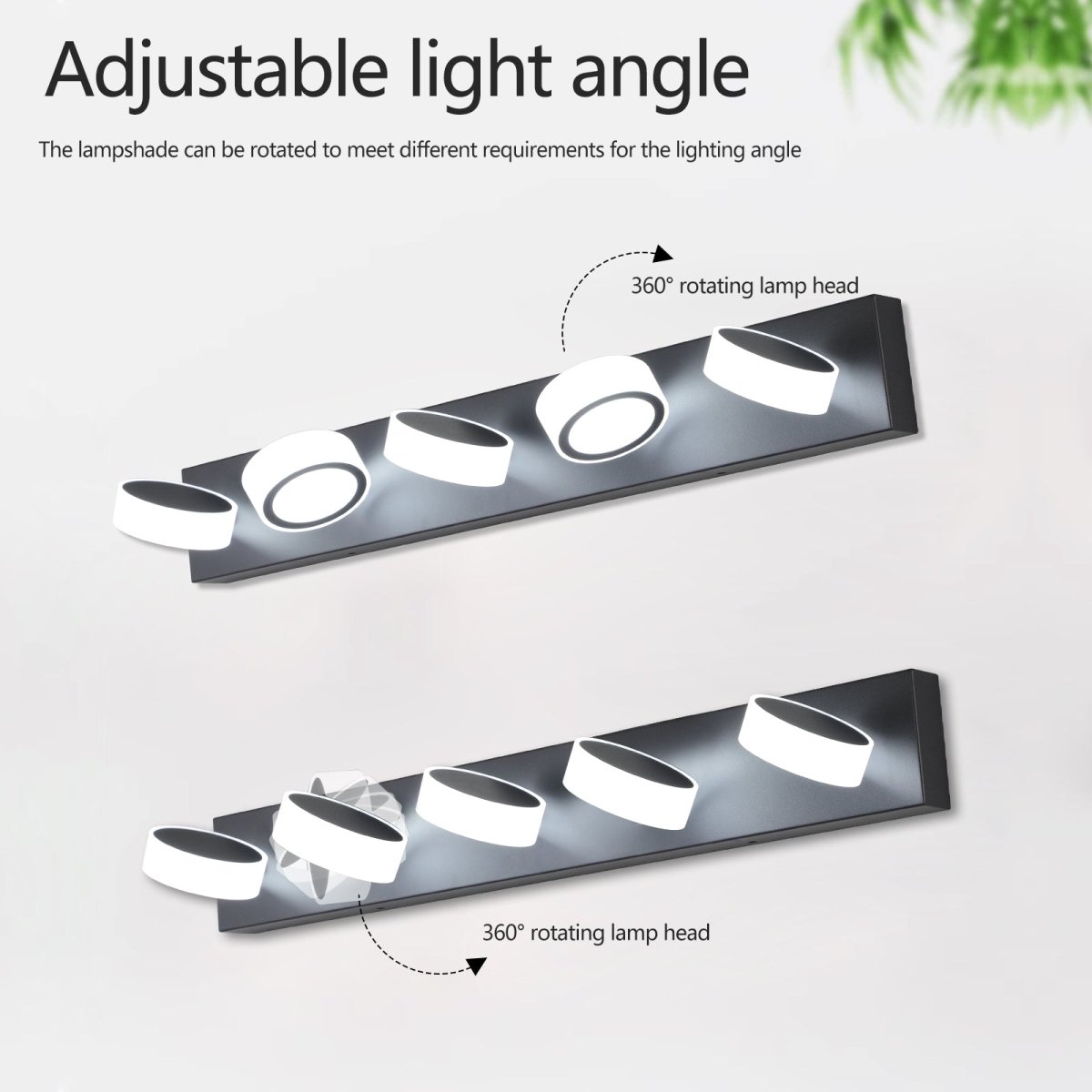 ExBrite LED Modern Black 5 - Light Vanity Lights Fixtures Over Mirror Bath Wall Lighting