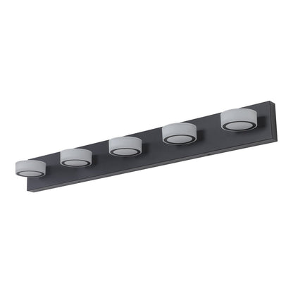 ExBrite LED Modern Black 5 - Light Vanity Lights Fixtures Over Mirror Bath Wall Lighting