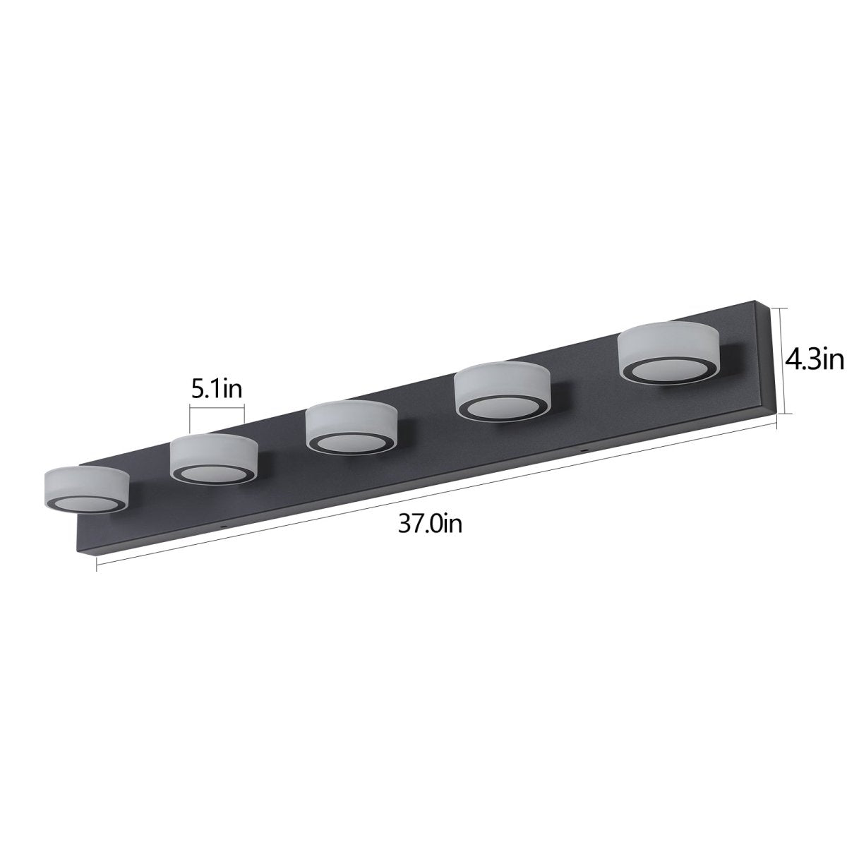 ExBrite LED Modern Black 5-Light Vanity Lights Fixtures Over Mirror Bath Wall Lighting