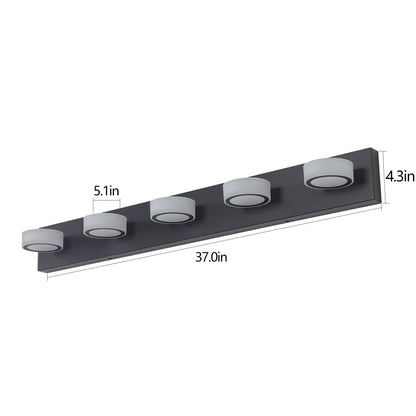 ExBrite LED Modern Black 5 - Light Vanity Lights Fixtures Over Mirror Bath Wall Lighting