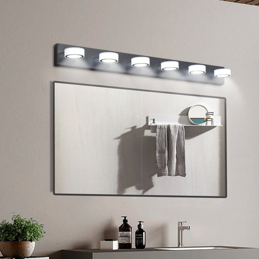 ExBrite LED Modern Black 6 - Light Vanity Lights Fixtures Over Mirror Bath Wall Lighting