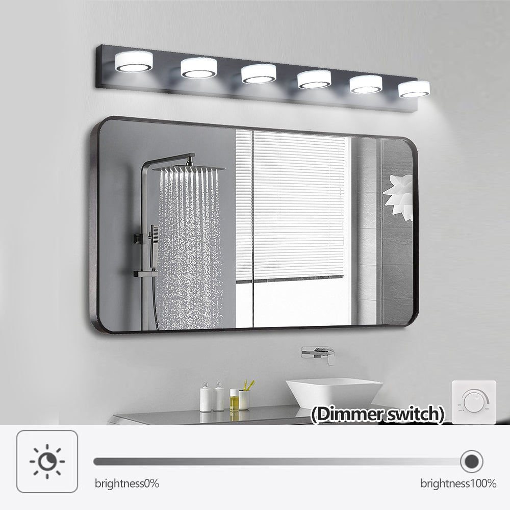 ExBrite LED Modern Black 6-Light Vanity Lights Fixtures Over Mirror Bath Wall Lighting
