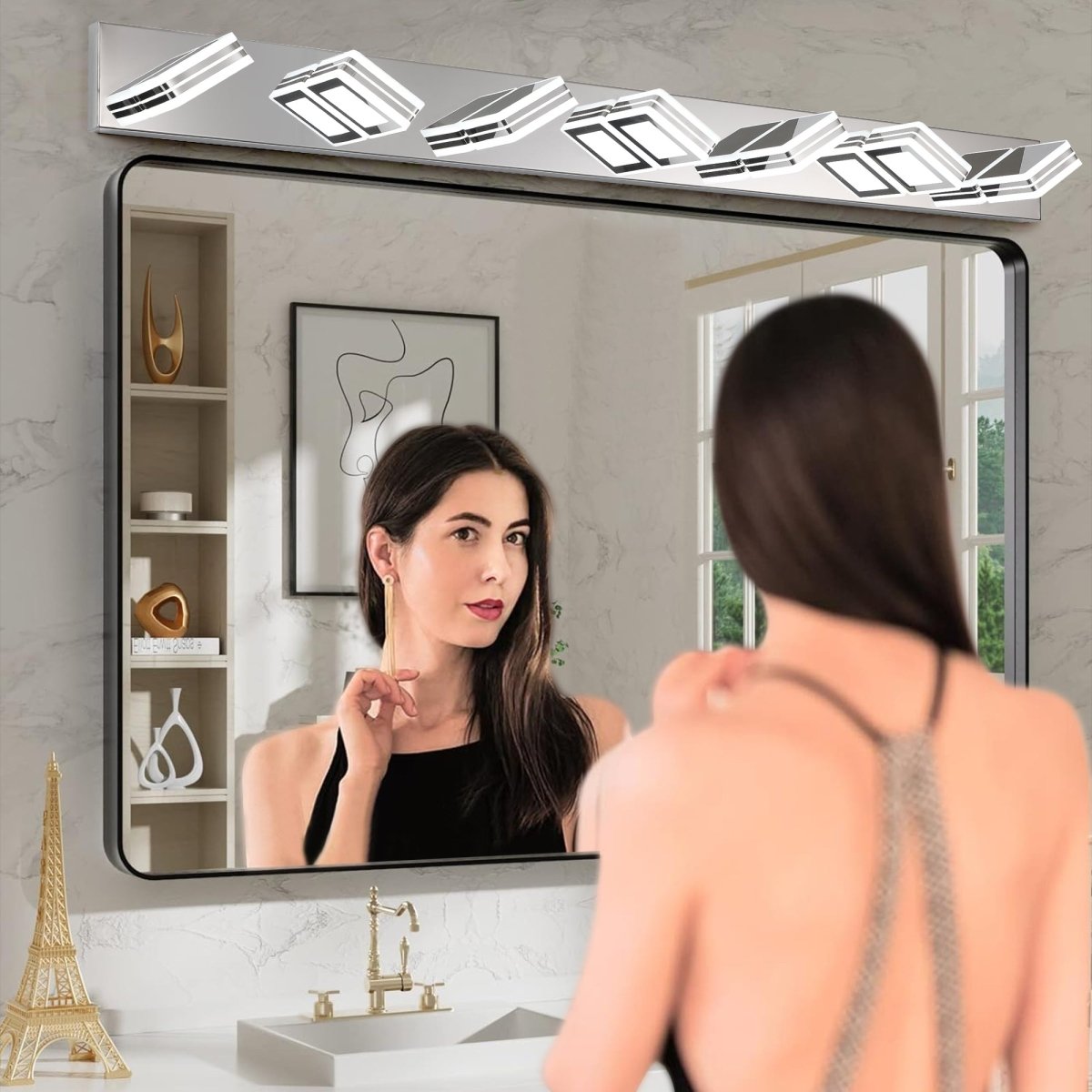 ExBrite LED Modern Chrome Makeup Light, 7 - Lights Acrylic Chrome Makeup Mirror Light