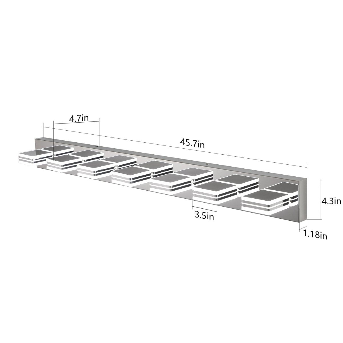 ExBrite LED Modern Chrome Makeup Light, 7 - Lights Acrylic Chrome Makeup Mirror Light