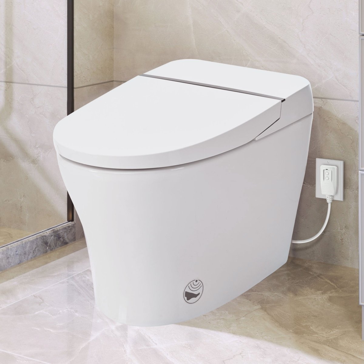 ExBrite Smart Toilet,Bidet with Self - Cleaning Nozzle,Dual Flush 1 - 1.28 GPF,Clear at room temperature,Knob Control,Power Outage Flushing,Soft Close