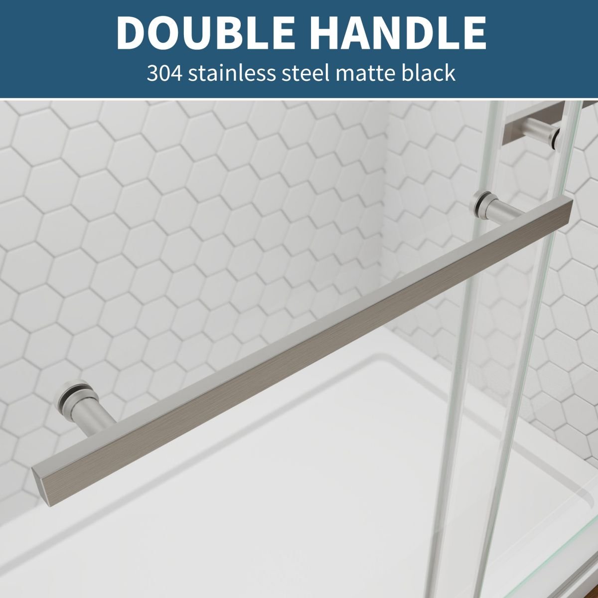 ExRoll Semi-Frameless Shower Sliding Glass 50-54 in. W x 74 in. H Bypass Sliding Shower Enclosure,Brushed Nickel,Double Sliding Glass Doors