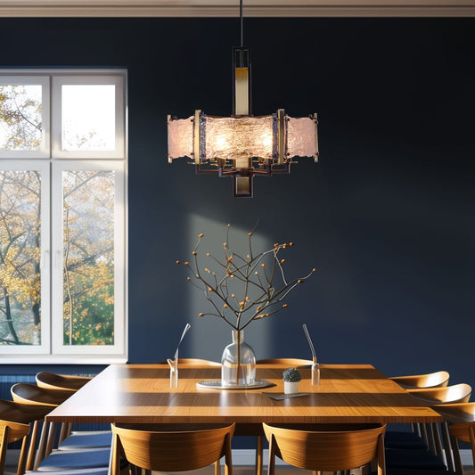 ES-DIY Modern Crystal Pendant Light Fixture Finish,Lighting Crystal Chandelier for Living Room,LED Kitchen Lighting,Matte Black