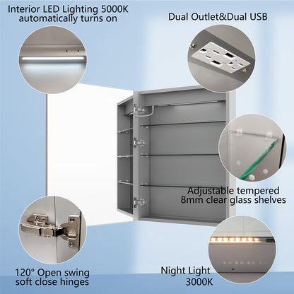 Boost-M2 60" W x 32" H Combination Medicine Cabinet with Mirror led Lighted Medicine Cabinet