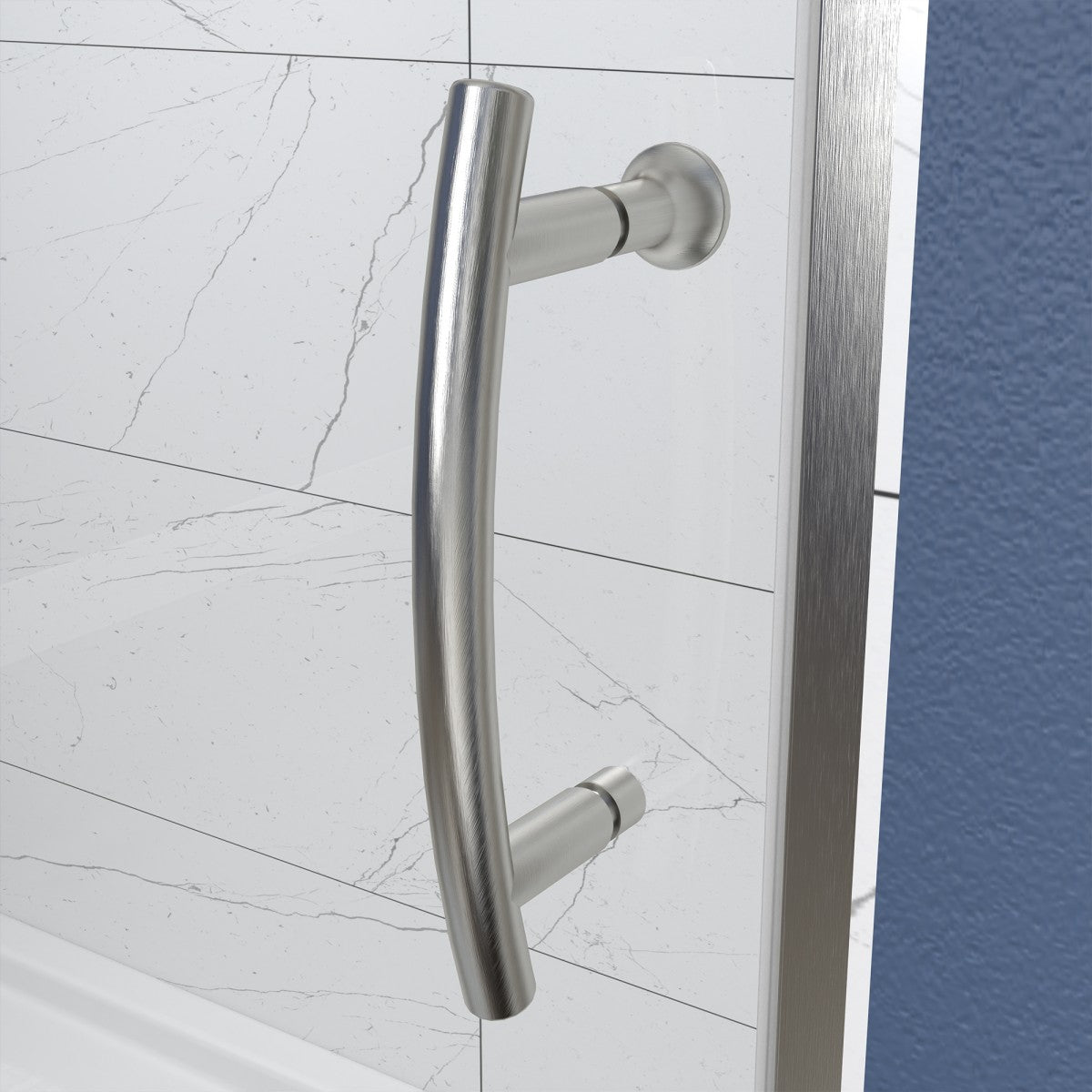 Flexi 38 - 42"x71" Frameless Shower Door in Brushed Nickel,Tempered Glass with Seal Strip Parts and Handle,6mm Glass Shower Door