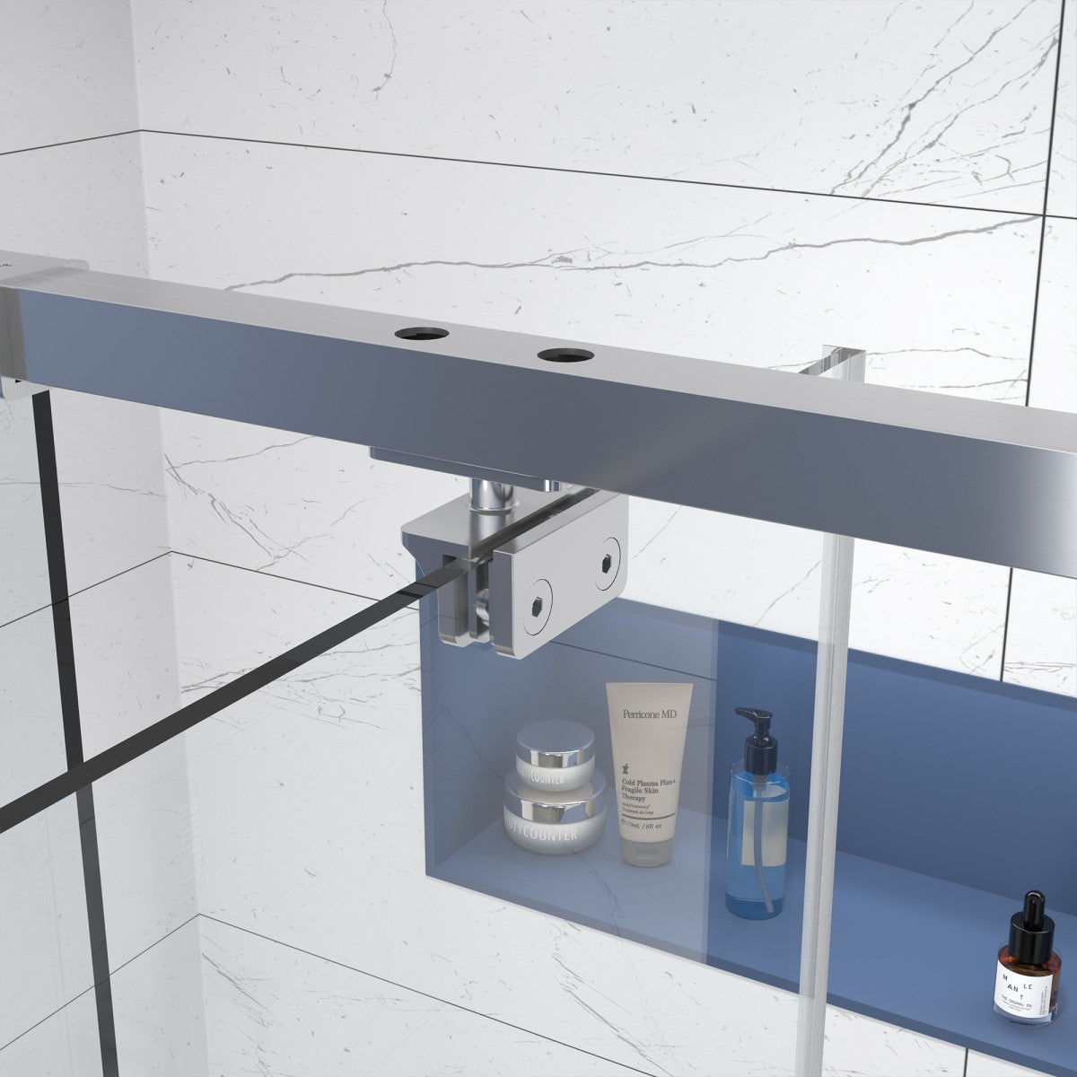 Flexi Showers 50 - 54" W x 71" H Glass Shower Doos Semi - Frameless,6mm Clear Tempered Glass Panel, Chrome Finish