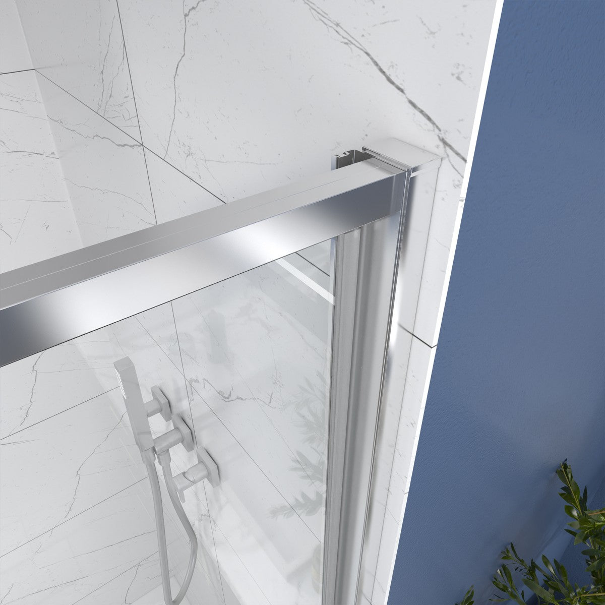 Flexi Showers 50 - 54" W x 71" H Glass Shower Doos Semi - Frameless,6mm Clear Tempered Glass Panel, Chrome Finish