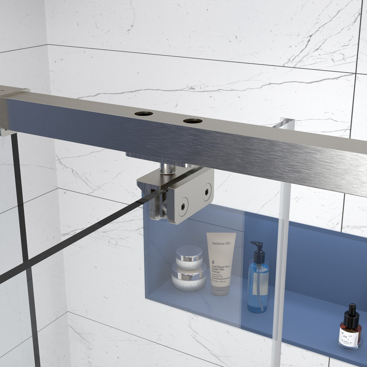 Flexi Showers 56 - 60" W x 71" H Glass Shower Doos Semi - Frameless,6mm Clear Tempered Glass Panel, Brush Nickel Finish