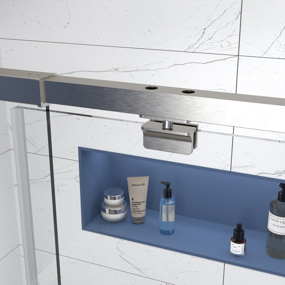 Flexi Showers 56 - 60" W x 71" H Glass Shower Doos Semi - Frameless,6mm Clear Tempered Glass Panel, Brush Nickel Finish