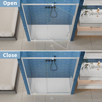 Flexi Showers 56 - 60" W x 71" H Glass Shower Doos Semi - Frameless,6mm Clear Tempered Glass Panel, Chrome Finish