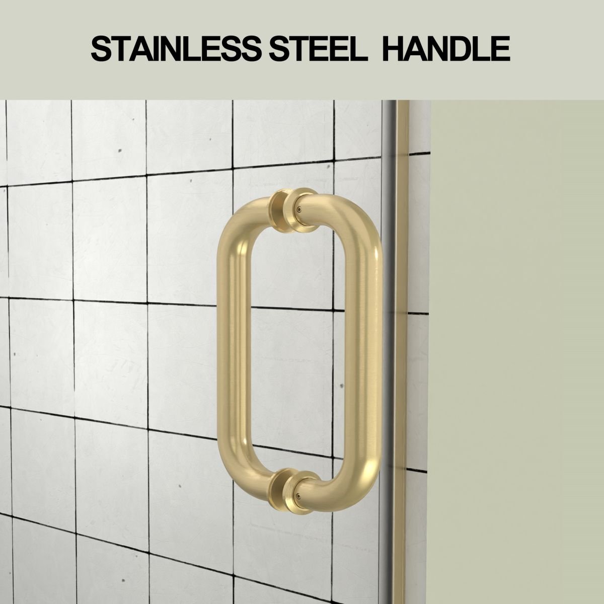 Gemini 24"x72" Frameless Shower Door in Brush Gold,Water Repellent Glass with Seal Strip Parts and Handle,Glass Hinged Shower Door