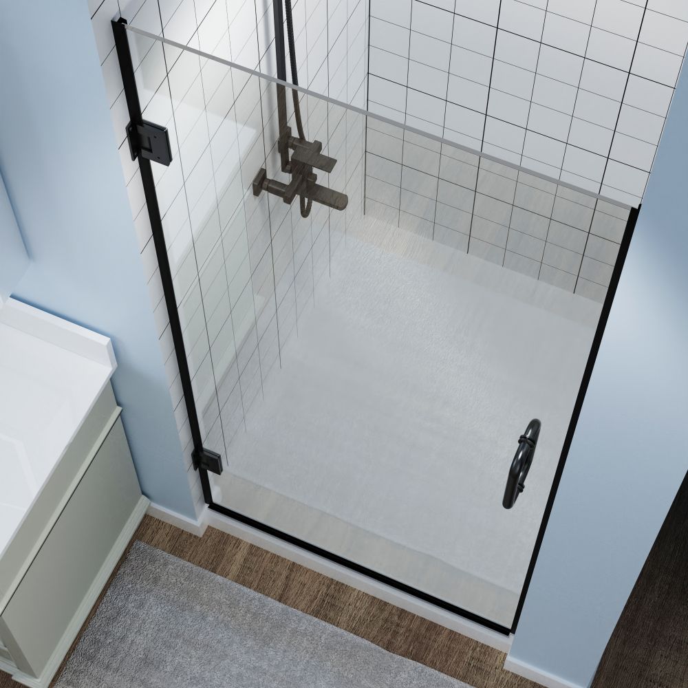 Gemini Shower Door 34in.W x 72in.H Semi - Frameless Hinged Shower Door,Shower Room Glass Door with Clear Tempered Shower Glass Panel,Black