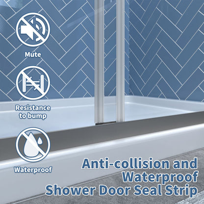 Glide 44 - 48" Wide x 70" Sliding Glass Shower Doors Frame in Nickel,Clear Tempered Glass