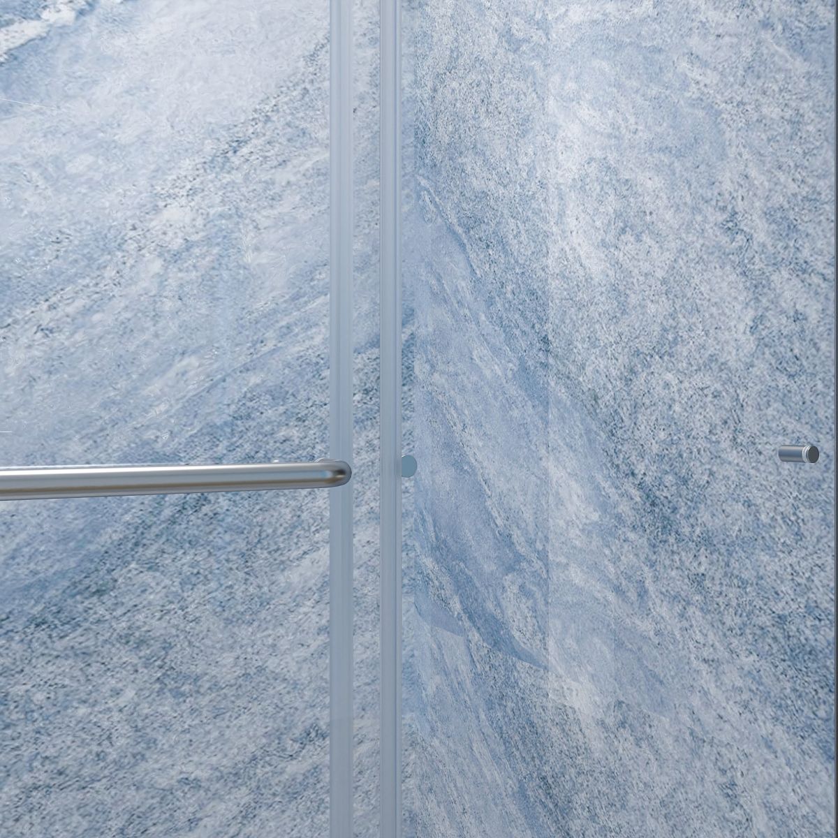 Glide 44 - 48" x 72" Framed Shower Door in Brushed Nickel,Water Repellent Glass Shower Door,Easy Glide Rollers Sliding Shower Door