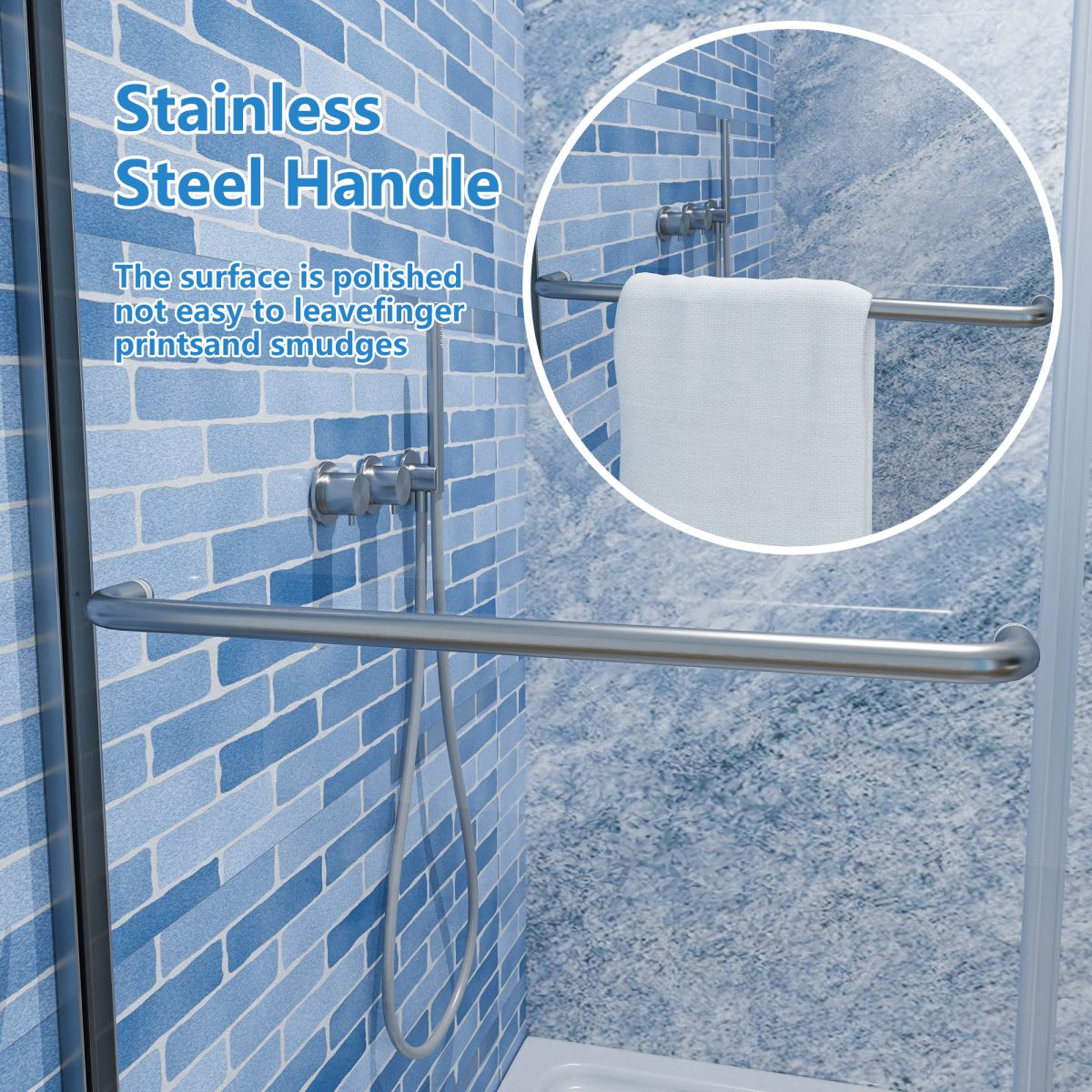 Glide 50-54 in. W x 70 in. H Sliding Glass Shower Doors Frame in Nickel,Clear Tempered Glass