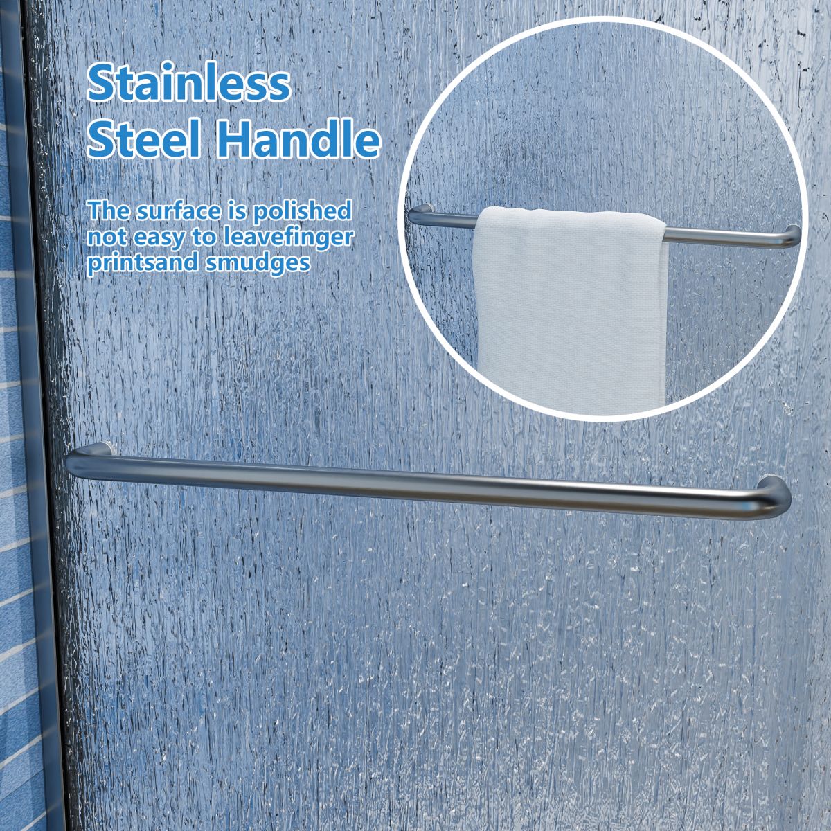 Glide - RA Semi - Frameless Shower Door 56 - 60 in. W x 70 in. H Bypass Sliding Shower Enclosure,Chrome,Double Sliding Rain Glass Doors