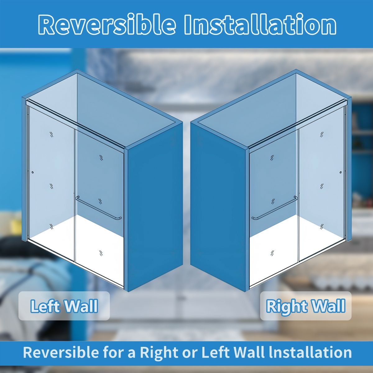 Glide-RA Semi-Frameless Shower Door 56-60 in. W x 70 in. H Bypass Sliding Shower Enclosure,Chrome,Double Sliding Rain Glass Doors