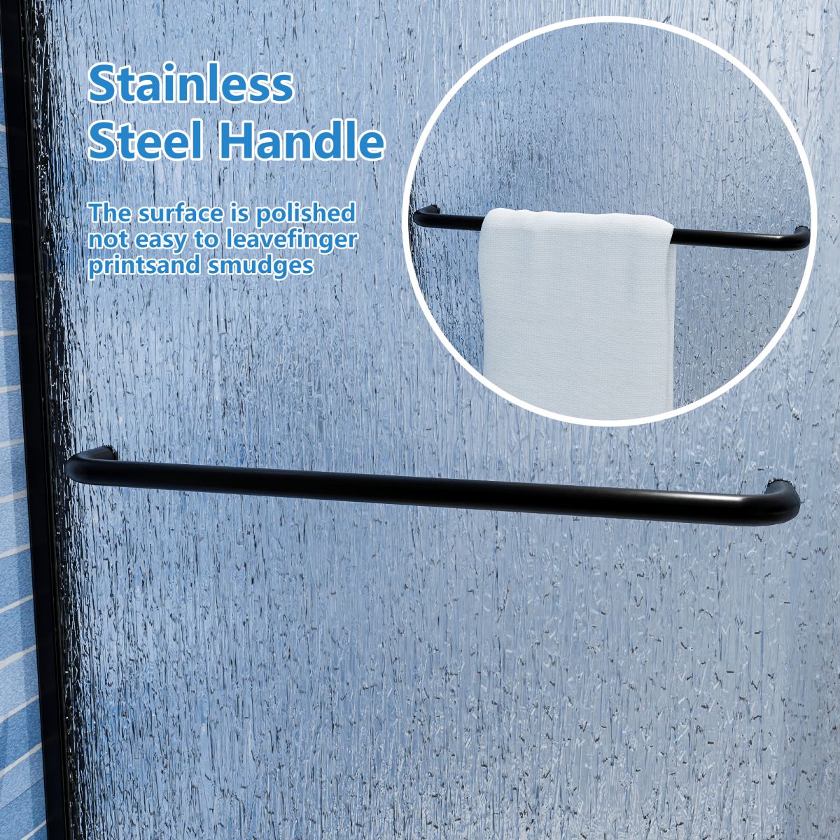 Glide-RA Semi-Frameless Shower Door 56-60 in. W x 70 in. H Bypass Sliding Shower Enclosure,Matte Black,Double Sliding Rain Glass Doors