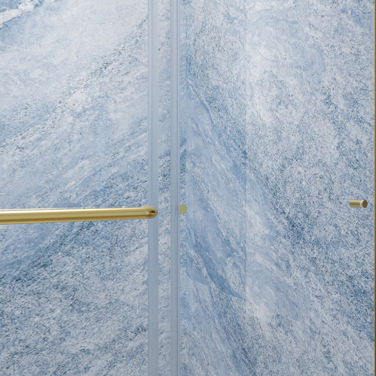 Glide Semi-Frameless Shower Door 56-60 in. W x 70 in. H Bypass Sliding Shower Enclosure,Brushed Gold,Double Sliding Glass Bathroom Doors