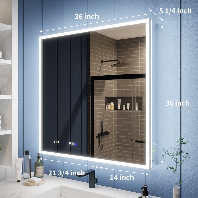 Illusion 36" x 36" LED Lighted Medicine Cabinet with Magnifiers Front and Back Light