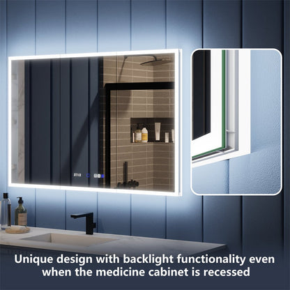 Illusion 48" x 32" LED Lighted Medicine Cabinet with Magnifiers Front and Back Light