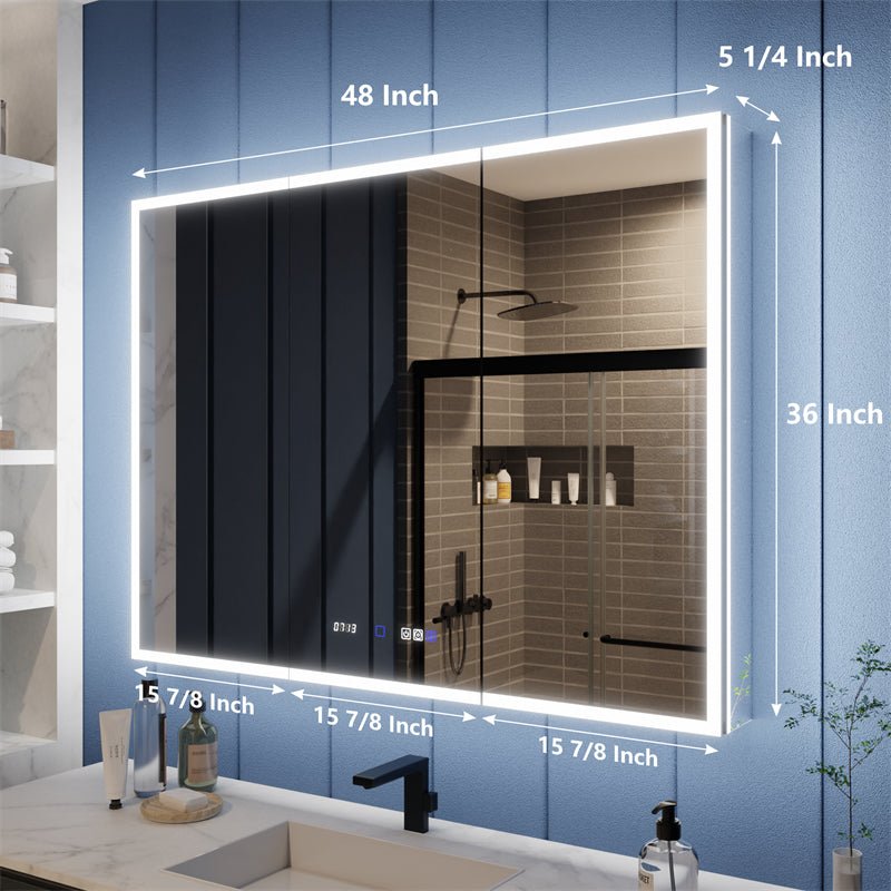 Illusion 48" x 36" LED Lighted Medicine Cabinet with Magnifiers Front and Back Light