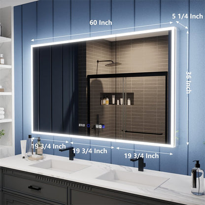 Illusion 60" x 36" LED Lighted Medicine Cabinet with Magnifiers Front and Back Light