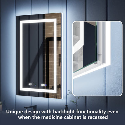 Illusion - B 24" x 36" LED Lighted Inset Mirrored Medicine Cabinet with Magnifiers Front and Back Light